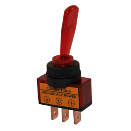 Interrupteur noir lumineux rouge 12V lentille rectangulaire