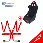 Pack Baquet FIA RRS Confort + Harnais FIA RRS ONE HANS® 6 points rouge