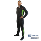 Combinaison pilote RRS Diamond Star noire et verte FIA 8856-2018