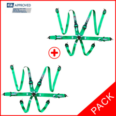 Pack 2 harnais FIA RRS R6 HANS® 2.8 kg - VERT