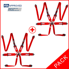 Pack 2 FIA RRS ONE 6 points harnesses - RED