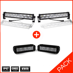 Pack de 2 rampes de phares RRS 8 LEDs + 2 phares de virage additionnels 4 LEDs