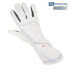 Racing gloves RRS VIRAGE 3 - WHITE logo GRAY - FIA 8856-2018