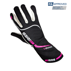 Racing gloves RRS VIRAGE 3 - BLACK logo PINK - FIA 8856-2018
