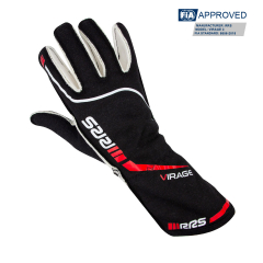 Racing gloves RRS VIRAGE 3 - BLACK logo RED - FIA 8856-2018
