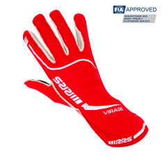 Racing gloves RRS VIRAGE 3 - RED logo WHITE - FIA 8856-2018
