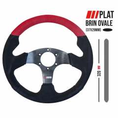 Volant RRS 3 branches ROUGE 320 mm brin ovale