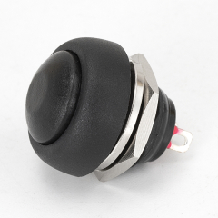 Bouton poussoir étanche noir 12mm 2 pin
