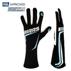 Gants RRS GRIP 2 - NOIR logos LIGHT BLUE - FIA 8856-2018