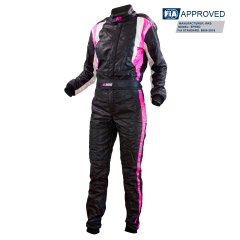 Combinaison pilote RRS Speed noire et rose FIA 8856-2018